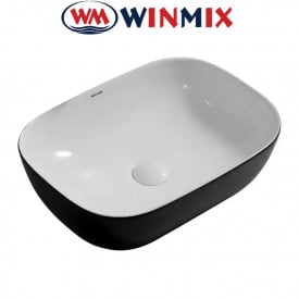 Раковина (умивальник) накладна Winmix Premium DIVERSE-0112 WHITE BLACK 455*325*135mm (білий+чорний)