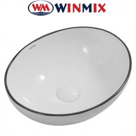 Раковина (умивальник) накладна Winmix Premium ELLIPSE -0108 EDGE BLACK 400*330*145mm (чорна окантовка)