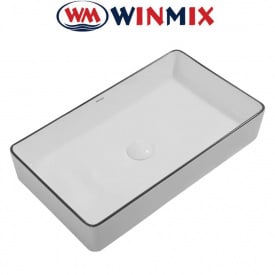 Раковина (умивальник) накладна Winmix Premium QUADRO -0107 EDGE BLACK 600*340*110mm (чорна окантовка)