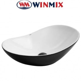 Раковина (умивальник) накладна Winmix Premium WAVE-0105 WHITE BLACK 620*360*160mm (чорно-біла)