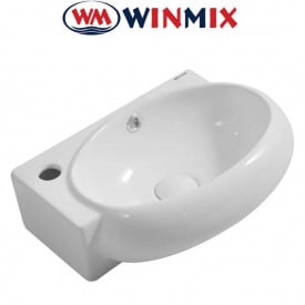 Раковина (умивальник) накладна Winmix Premium DIVERSE-1201-R (лівий) 400*215*140mm (біла)