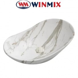 Раковина (умивальник) накладна Winmix Premium WAVE-0105 MARBLE 620*360*160mm (мармур)
