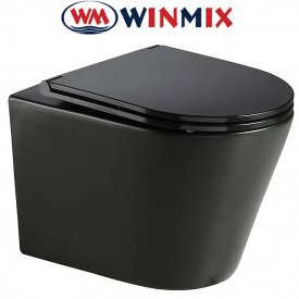 Унітаз підвісний Winmix PREMIUM BEVEL 0301-R BLACK 515*355*365mm, система змиву RIMLESS