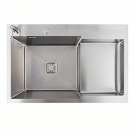 Кухонна мийка Platinex Handmade CM 78*50C L, PVD (з поглибленою полицею та диспенсером), Нержавіюча сталь