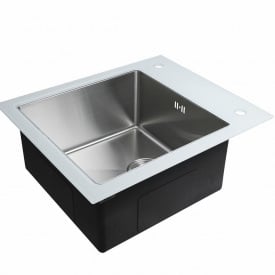 Кухонна мийка Platinex Handmade WHITE GLASS 60*51, Білий