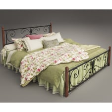 Двоспальне ліжко Крокус Tenero з металу на дерев'яних ніжках для дому номерів готелів хотел 160х200