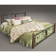 Двоспальне ліжко Крокус Tenero з металу на дерев'яних ніжках для дому номерів готелів хотел 120х200 Київ