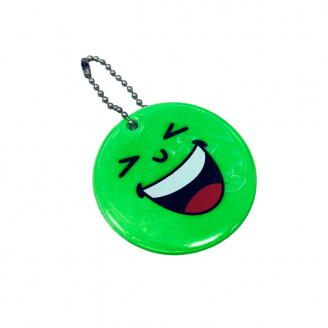 Світловідбиваючий брелок Stenson 38443-1 Смайлик Зелений