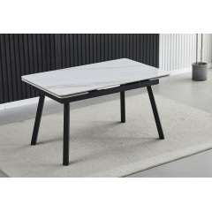 Стіл MADRID CERAMIC 140(200)*85 білий глянець/чорний каркас Лозовая