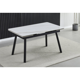 Стіл MADRID CERAMIC 140(200)*85 білий глянець/чорний каркас