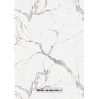 Водостійка матова SPC панель для стін та підлоги PanaSPC Carrara Marble SPC-201 білий мармур 1200×2800 мм