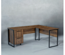 Стол угловой офисный Tobi Sho LOFT Volcano СУЛВ/5-1 с 2 ящиками столешница 18 мм, 1400х1200х750 Фаервуд