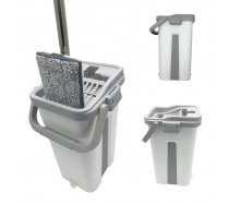 Комплект для уборки 2в1 No Brand Cleaning Kit швабра Лентяйка со складной ручкой и ведро с автоматическим отжимом