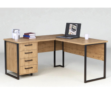 Стол угловой офисный Tobi Sho LOFT Gold СУЛГ/2-1 с 4 ящиками столешница 18 мм, 1400х1200х750 Дуб аппалачи