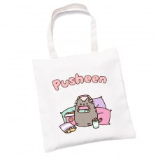 Сумка эко-шоппер 2Life Pusheen cat Кот 35х38 см на молнии Белый (v-12142)