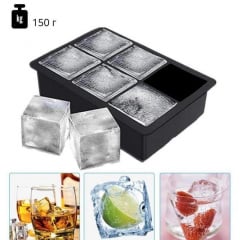 Форма для льда силиконовая Ice с крышкой Кубики 6 ячеек 16.7x11.5x5 см Черный (С051351) Житомир