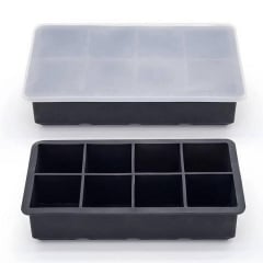 Форма для льда силиконовая Ice с крышкой Кубики 8 ячеек 21x11.5x5 см Черный (С051353) Молочанск
