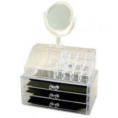 Настольный акриловый органайзер для косметики OPT-TOP Cosmetic Storage Box на 3 двери с зеркалом (1756375357) Ровно