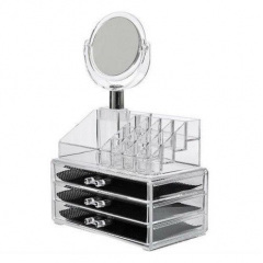 Настольный акриловый органайзер для косметики OPT-TOP Cosmetic Storage Box на 3 двери с зеркалом (1756375357) Ровно