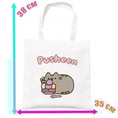 Сумка эко-шоппер 2Life Pusheen cat Кот с мороженым 35х38 см на молнии Белый (v-12143) Измаил