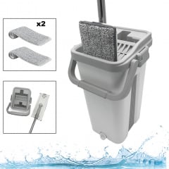 Комплект для уборки 2в1 No Brand Cleaning Kit швабра Лентяйка со складной ручкой и ведро с автоматическим отжимом Геническ