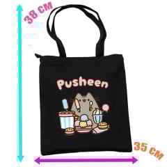 Сумка эко-шоппер 2Life Pusheen cat Кот со сладостями 35х38 см на молнии Черный (v-12144) Винница