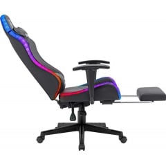 Геймерское кресло Defender Watcher полиуритановое с RGB подсветкой и подножкой Черный Кропивницкий