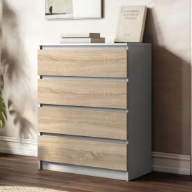 Комод No Brand NT-215 80x40x100 см Белый-дуб сонома (13844016)