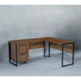 Стол угловой офисный Tobi Sho LOFT Volcano СУЛВ/5-1 с 2 ящиками столешница 18 мм, 1400х1200х750 Фаервуд