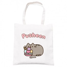 Сумка эко-шоппер 2Life Pusheen cat Кот с мороженым 35х38 см на молнии Белый (v-12143)