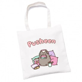 Сумка эко-шоппер 2Life Pusheen cat Кот 35х38 см на молнии Белый (v-12142)