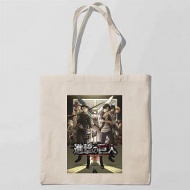 Эко-сумка шоппер с принтом Attack on Titan - Вторжение титанов 3 Кавун Бежевый