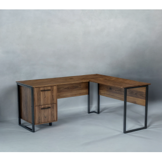 Стол угловой офисный Tobi Sho LOFT Volcano СУЛВ/5-1 с 2 ящиками столешница 18 мм, 1400х1200х750 Фаервуд