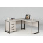 Стіл кутовий офісний Tobi Sho LOFT Iceberg СУЛА/2-1 з 4 шухлядами стільниця 18 мм, 1400х1400х750 Дуб крафт білий Рівне