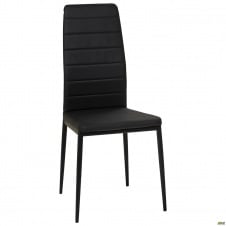 Кухонний стілець Сицилія AMF шкірозамінник чорний графіт ніжки металеві чорні