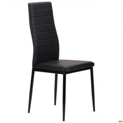 Кухонний стілець AMF Сицилія м'який чорний кожзам для кухні та вітальні Бородянка