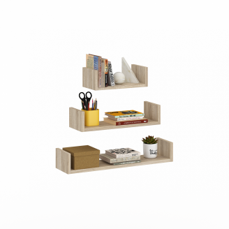 Набір настінних полиць Паріс дуб сонома 30/45/60х15х10