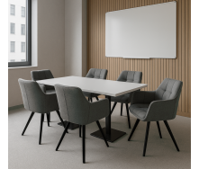 Комплект стульев обеденных Осло М-235 (6 шт.) с подлокотниками, для столовой, кухни, ткань фактурная Графит/черный, 850х600х610 мм