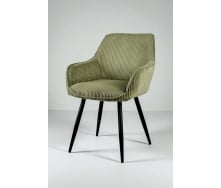 Стул обеденный Линн М-240 с подлокотниками, для столовой, кухни, кафе, салона, вельвет Игуана/черный, 850х580х580 мм