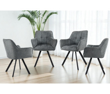 Комплект стульев обеденных Осло М-235 (4 шт.) с подлокотниками, для столовой, кухни, ткань фактурная Графит/черный, 850х600х610 мм