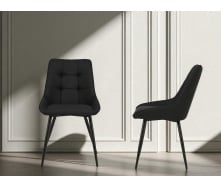 Комплект обеденных стульев Милано М-75 (2 шт.), кожзам Черный/черный, для кухни, столовой, кафе, 890×510×605 мм