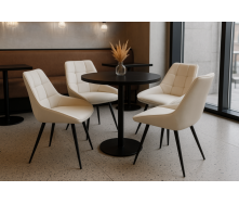 Комплект стульев обеденных Милано М-75 (4 шт.), кожзам Айвори/черный, для кухни, столовой, кафе, 890×510×605 мм