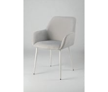 Стул обеденный с подлокотниками Терра М-220, для кухни, столовой, мохер Устричный/белый, 830х550х580 мм