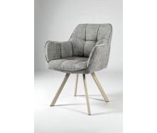 Стул обеденный с подлокотниками Осло М-235, для кухни, столовой, ткань фактурная Серый агат/капучино, 850х600х610 мм