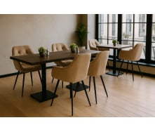 Комплект обеденных стульев Арис М-65 (6 шт.) с подлокотниками, велюр Капучино/черный, для кухни, столовой, 860×580×590 мм