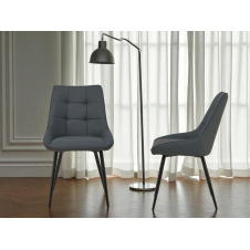 Комплект обідніх стільців Мілано М-75 (2 шт.), шкірзам Сірий/чорний, для кухні, їдальні, кафе, 890×510×605 мм