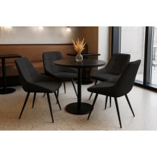 Комплект обідніх стільців Мілано М-75 (4 шт.), шкірзам Чорний/чорний, для кухні, їдальні, кафе, 890×510×605 мм