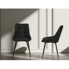 Комплект обідніх стільців Мілано М-75 (2 шт.), шкірзам Чорний/чорний, для кухні, їдальні, кафе, 890×510×605 мм