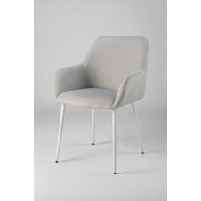 Стілець обідній з підлокітниками Терра М-220, для кухні, їдальні, мохер Устричний/білий, 830х550х580 мм