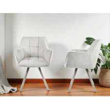 Комплект стільців обідніх Осло М-235 (2 шт.) з підлокітниками, для їдальні, кухні, фактурна тканина Ніжно-білий/білий, 850х600х610 мм